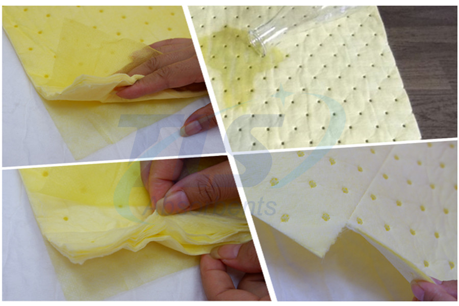 2.5mm Yellow Chemical Absorbent Spill Pads For Spill Event China Supplier
