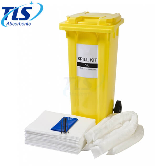 660litres yellow wheelie bin oil only emergency spill kit 