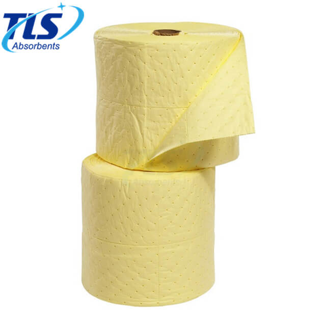  80cm*50m*4mm Yellow Absorbent Rolls For Chemical Spills Emergency Cleanup