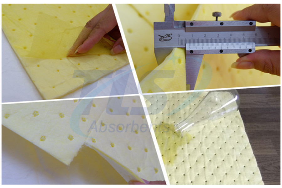 Yellow Hazmat Chemical Spill Absorbent Sheets